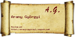 Arany Györgyi névjegykártya