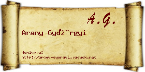 Arany Györgyi névjegykártya